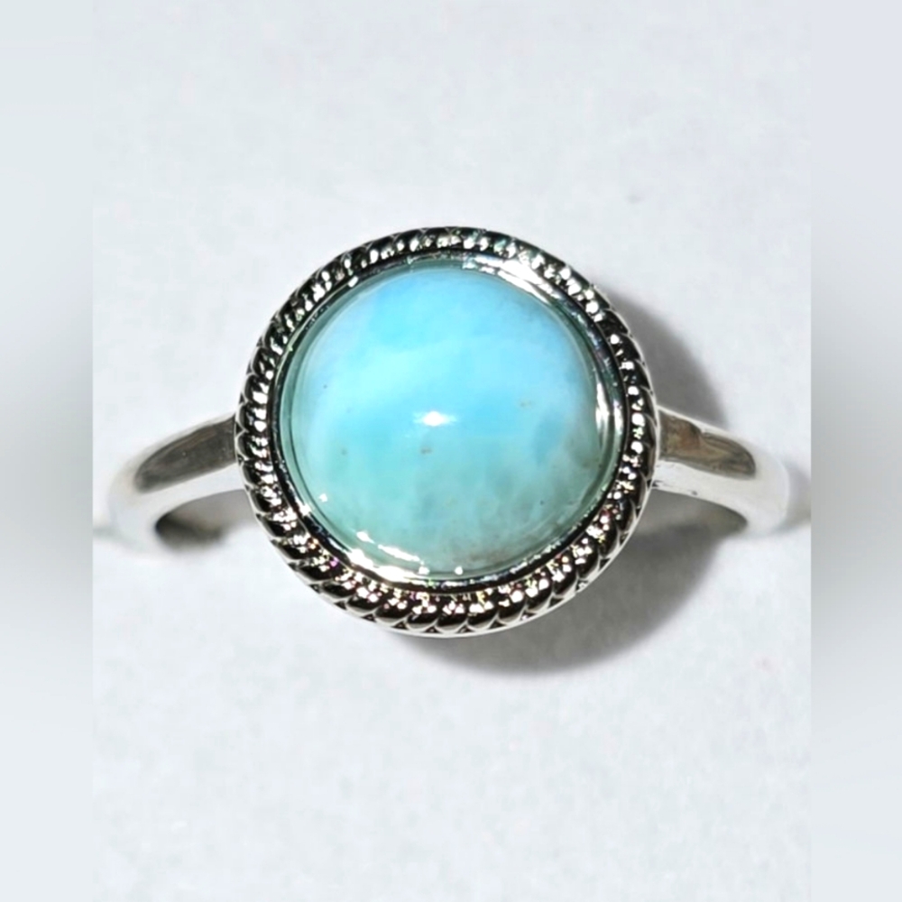 💍 Natural Larimar Stone Adjustable Ring